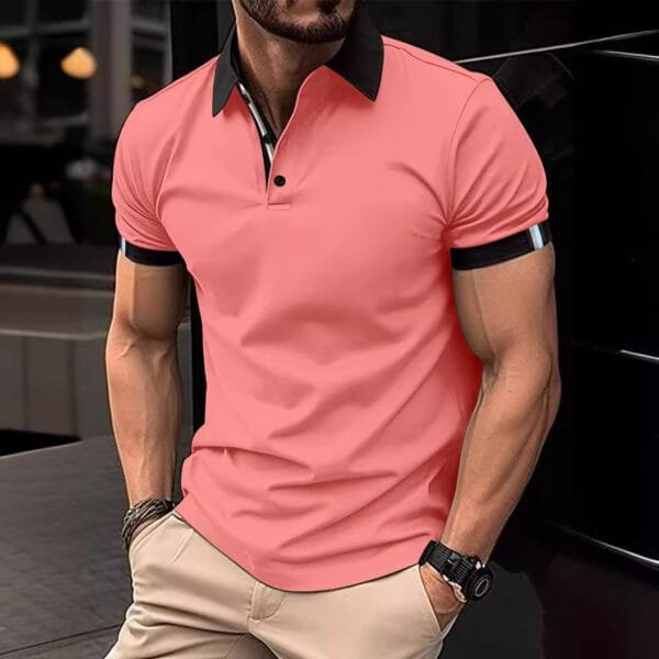 Men's Casual Button Solid Color Short Sleeves - Image 4