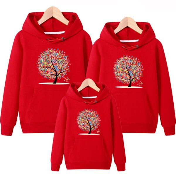 Parent-child Wear A Family Of Three Whole Family Mother And Child Wear Hooded Sweater Coat - Image 3