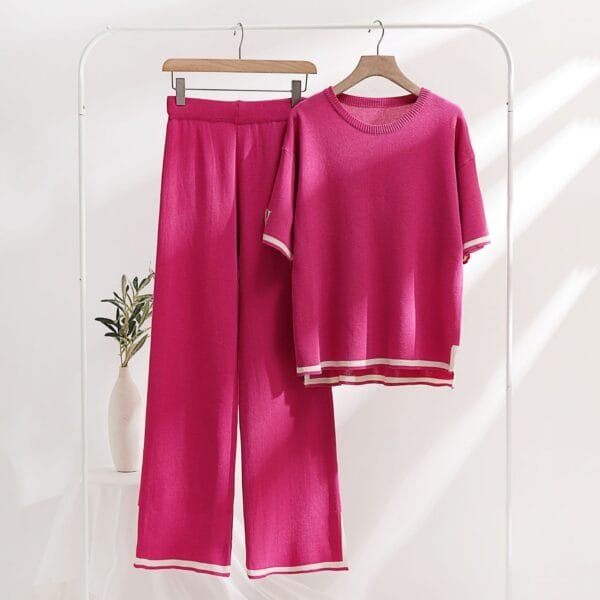 Classic Style Ice Silk Knitting Suit Female Spring And Summer Two-piece Set - Image 7