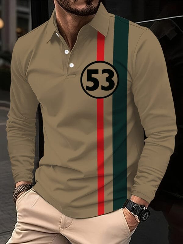 European And American 3D Digital Printing Lapel Short Sleeve Pullover Leisure Men's T-shirt Buckle - Image 10