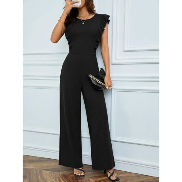 Women's High Waist Ruffles Wide Leg Jumpsuit - Image 2